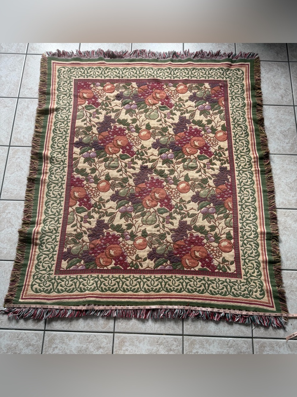 Vintage 90s Goodwin Weavers Tapestry Throw Blanket Woven Cottagecore Fringe